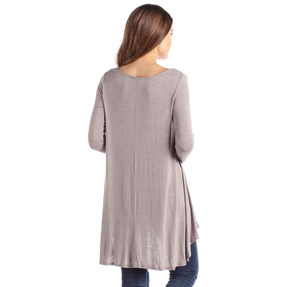 💥 SALE High Low Long Sleeve Drapey Tunic Dusty Lavender - Picture 3 of 4